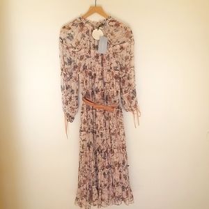 NWT Antonio Melani Pink Floral Chiffon Midi Dress